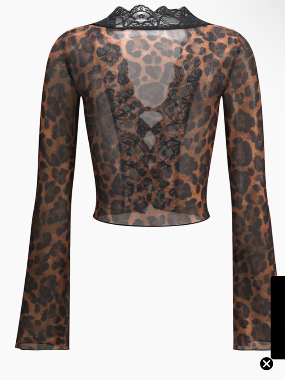 Commense Sheer Leopard Print Lace Trim Blouse- Size Small. NWT - Picture 2 of 4